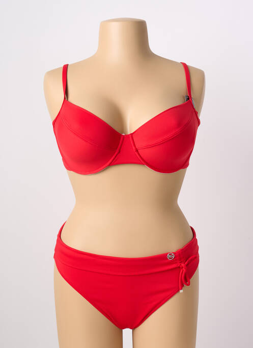 Maillot de bain 2 pièces stretch haut soutien-gorge balconnet rouge SUN PLAYA femme