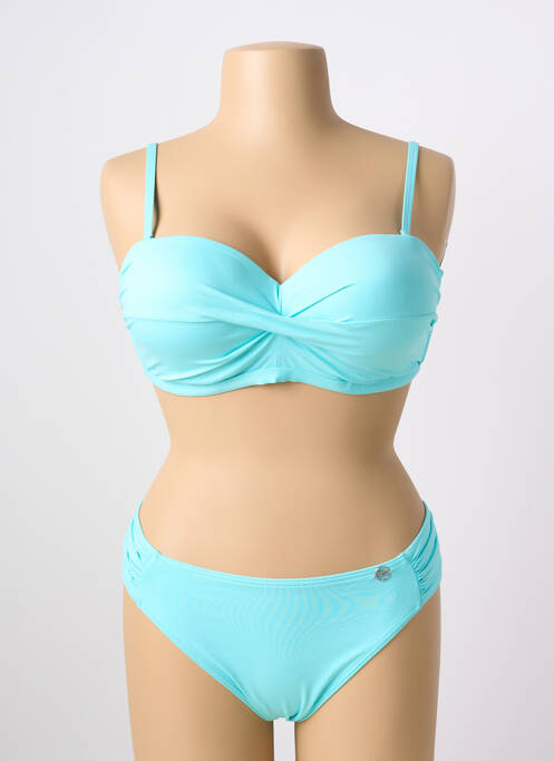 Maillot de bain 2 pièces stretch haut bandeau bleu SUN PLAYA femme