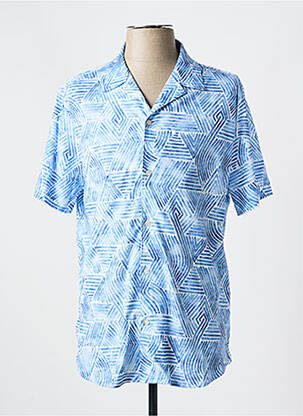 Chemise manches courtes imprimé fantaisie bleu DESOTO homme