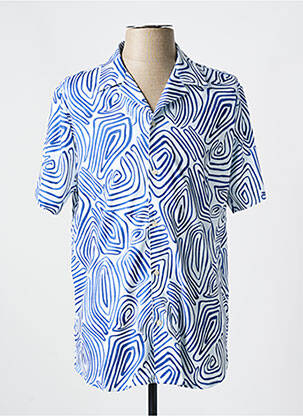 Chemise manches courtes imprimé fantaisie bleu clair DESOTO homme