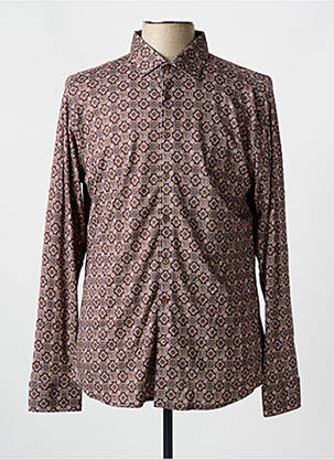 Chemise manches longues imprimé fantaisie marron DESOTO homme