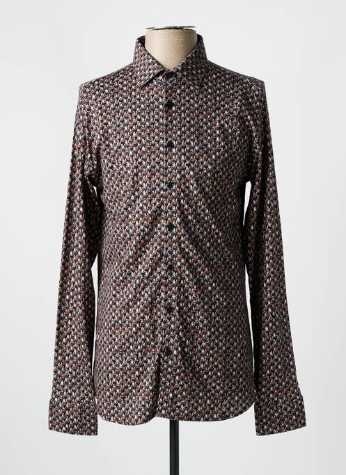 Chemise manches longues imprimé fantaisie marron DESOTO homme