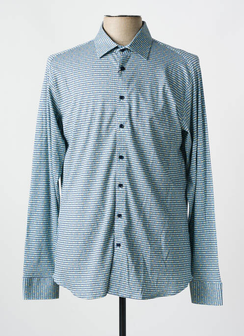 Chemise manches longues imprimé fantaisie bleu DESOTO homme