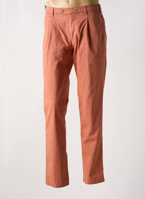 Pantalon chino fermeture zippée sous rabat avec crochet taille normale marron MEYER homme