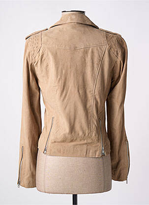 Veste en cuir poches beige GOA femme