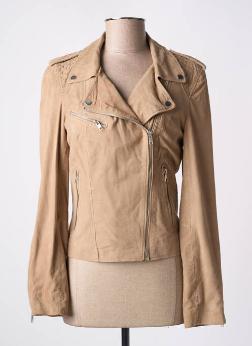 Veste en cuir beige GOA pour femme