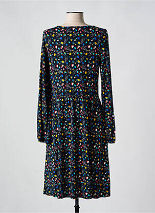 Robe mi-longue imprimé fantaisie manches longues bleu SURKANA femme