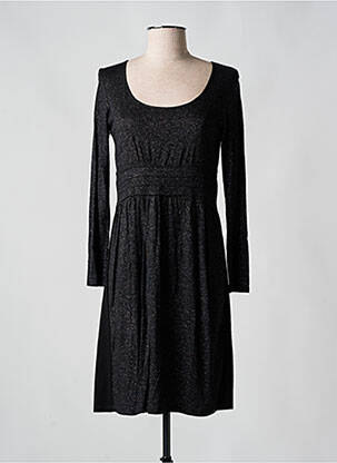Robe mi-longue manches longues manches longues noir KANOPE femme