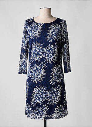 Robe courte manches 3/4 manches 3/4 bleu VEGAS femme