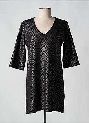 Robe courte manches 3/4 manches 3/4 noir QUINZE HEURES TRENTE femme