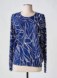 Pull stretch manches longues bleu SIGNATURE femme