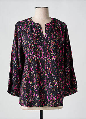 Blouse tissage popeline manches 3/4 noir SIGNATURE femme