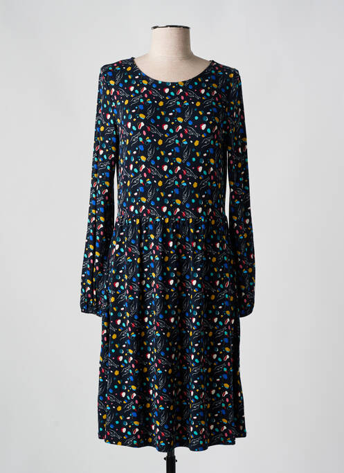 Robe mi-longue imprimé fantaisie manches longues bleu SURKANA femme