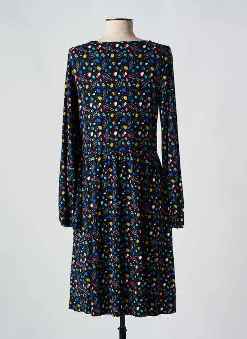 Robe mi-longue imprimé fantaisie manches longues bleu SURKANA femme