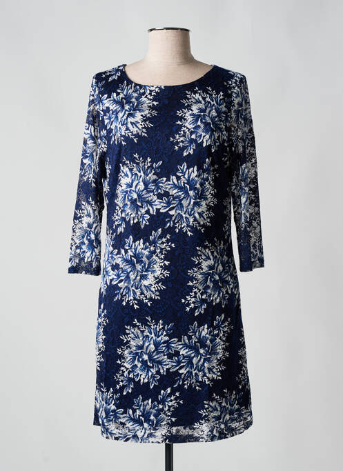 Robe courte manches 3/4 manches 3/4 bleu VEGAS femme