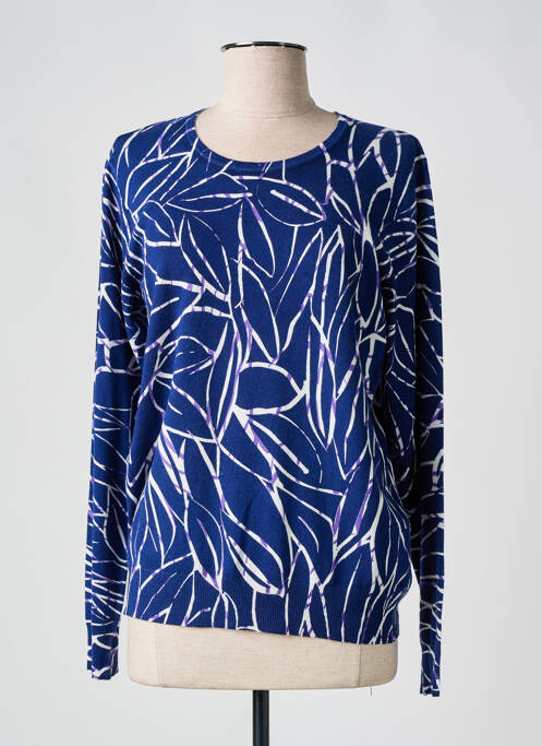 Pull stretch manches longues bleu SIGNATURE femme