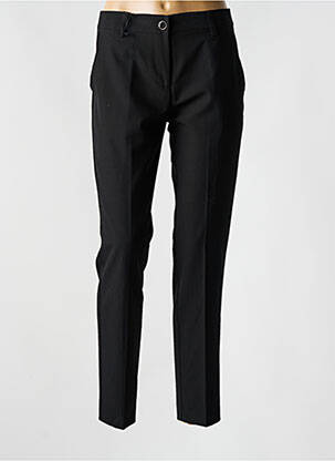 Pantalon chino fermeture zippée sous rabat boutonné taille haute noir EAST DRIVE femme