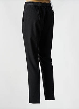 Pantalon chino fermeture zippée sous rabat boutonné taille haute noir EAST DRIVE femme