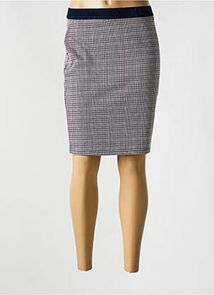 Jupe mi-longue stretch bleu SIGNATURE femme