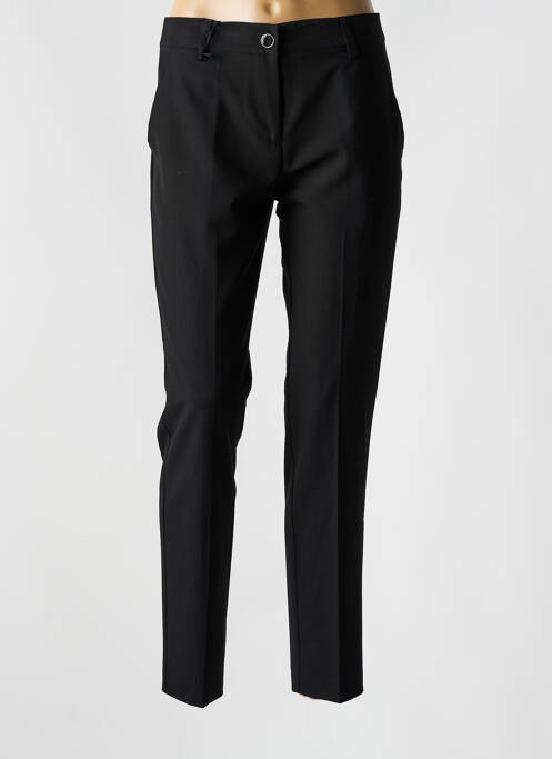 Pantalon chino fermeture zippée sous rabat boutonné taille haute noir EAST DRIVE femme