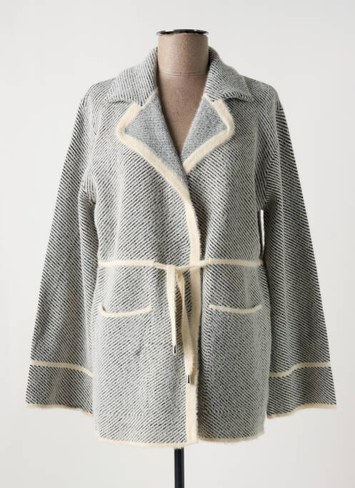 Gilet manches longues maille maille poilu gris MARINA V femme