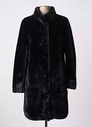 Manteau long fermeture pressionnée sans capuche noir STUDIO BIRKIN femme
