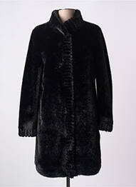 Manteau long coupe droite sans capuche noir STUDIO BIRKIN femme