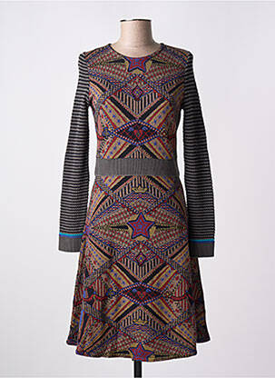 Robe mi-longue imprimé fantaisie manches longues gris ALDO MARTIN'S femme