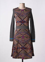 Robe mi-longue imprimé fantaisie manches longues gris ALDO MARTIN'S femme
