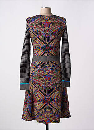 Robe mi-longue imprimé fantaisie manches longues gris ALDO MARTIN'S femme