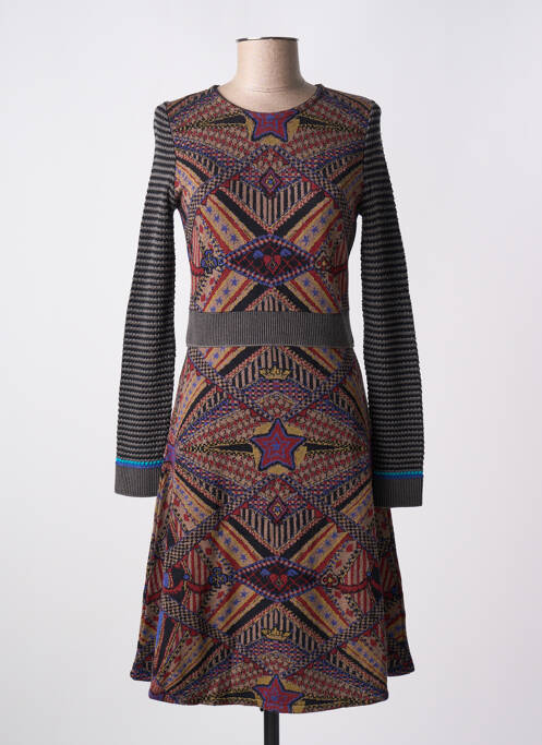Robe mi-longue imprimé fantaisie manches longues gris ALDO MARTIN'S femme