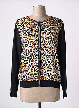 Gilet manches longues finition bords-côtes noir MARINA V femme