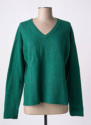 Pull col v manches courtes vert BELLA JONES femme