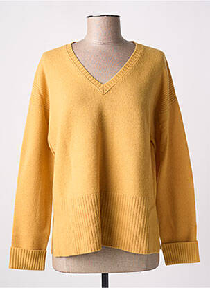 Pull col v manches courtes jaune BELLA JONES femme