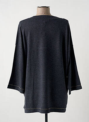Pull col v manches 3/4 gris MARINA V femme