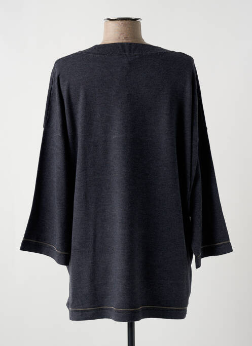 Pull col v manches 3/4 gris MARINA V femme