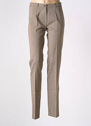 Pantalon slim poches taille haute marron KACY femme