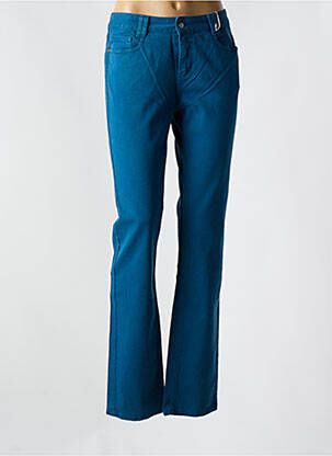 Pantalon droit fermeture zippée sous rabat boutonné taille normale bleu GERARD DAREL femme