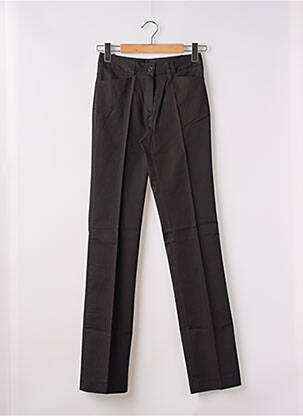 Pantalon droit fermeture zippée sous rabat boutonné taille normale noir KACY femme