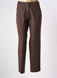 Pantalon droit fermeture zippée sous rabat avec crochet taille normale marron WEEKEND MAXMARA femme