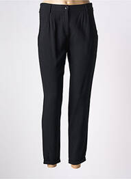 Pantalon droit fermeture zippée sous rabat boutonné taille normale noir PABLO femme