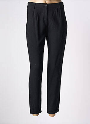 Pantalon droit fermeture zippée sous rabat boutonné taille normale noir PABLO femme