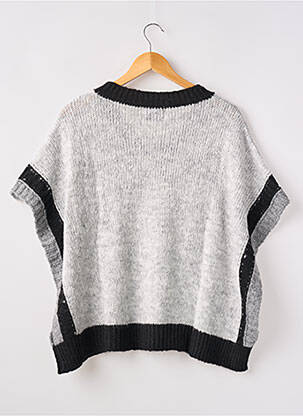 Pull col v manches courtes gris STUDIO PARISIEN femme