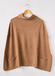 Pull col roulé stretch sans manche marron ALEXANDRE LAURENT femme