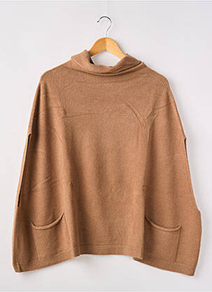 Pull col roulé stretch sans manche marron ALEXANDRE LAURENT femme