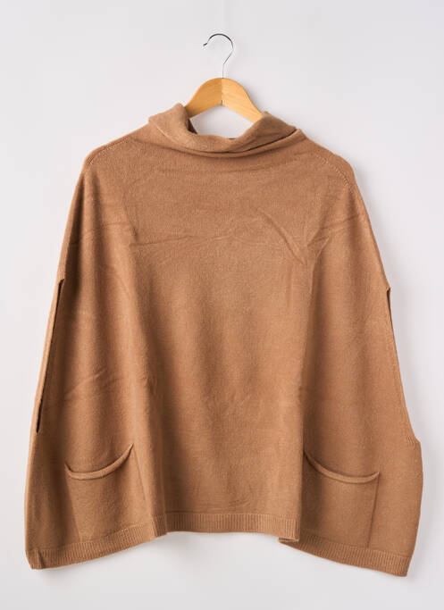 Pull col roulé stretch sans manche marron ALEXANDRE LAURENT femme