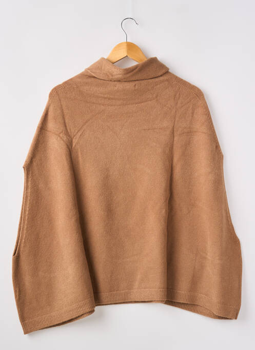 Pull col roulé stretch sans manche marron ALEXANDRE LAURENT femme