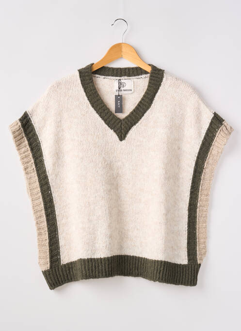 Pull tissage chiné manches courtes beige STUDIO PARISIEN femme