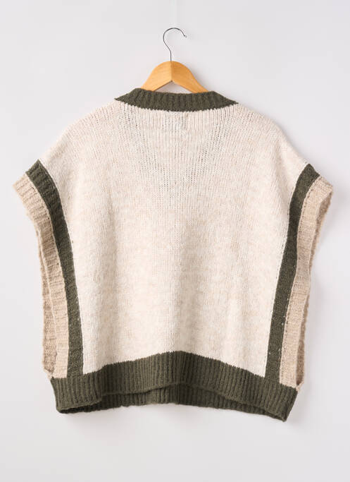 Pull tissage chiné manches courtes beige STUDIO PARISIEN femme