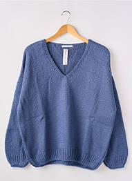 Pull col v manches longues bleu ADN COLLECTION femme